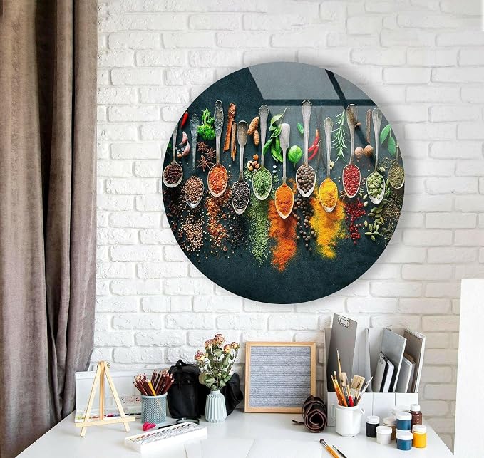 My Photostation.com 10'' Diameter Colorful Herbs Round Glass Wall Art Tempered - Image 7