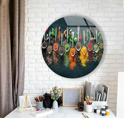 My Photostation.com 10'' Diameter Colorful Herbs Round Glass Wall Art Tempered - Image 7