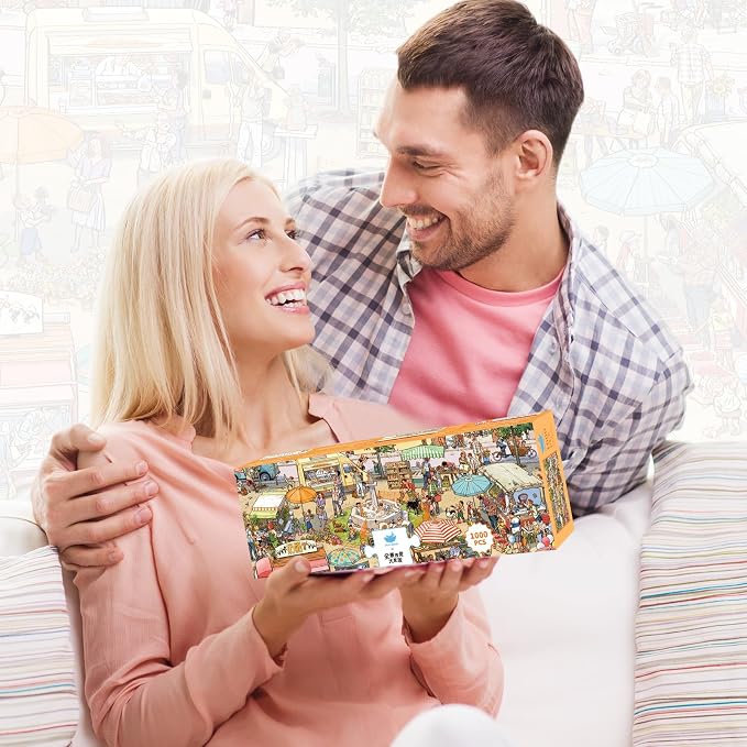 MOMIBOOK Puzzles for Adults 1000 Piece Jigsaw Puzzles of Let's Go! to The Market - Image 8