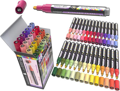 28 Wildflower Colors Acrylic Paint Pens Studio Color Series Markers Set 3mm by TOOLI-ART