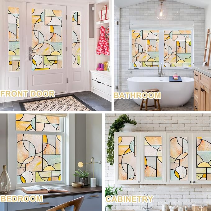 3D Stained Glass Window Privacy Film, Heat Control UV Blocking Static Cling - Image 7
