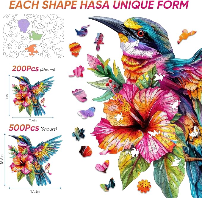 Wooden Jigsaw Puzzles -Hummingbird Wooden Puzzles - Image 3