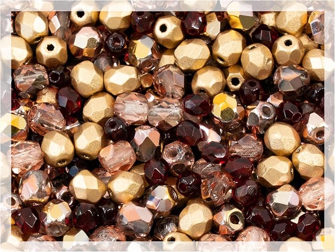 1.8 oz Mix of Faceted Fire Polished Pressed Czech Glass Beads, Sparkling Shiny by CzechBeadsManufacturer