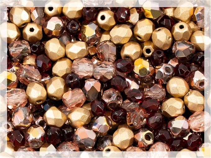 0.88oz Mix of Faceted Fire Polished Pressed Czech Glass Beads, Sparkling Shiny by CzechBeadsManufacturer