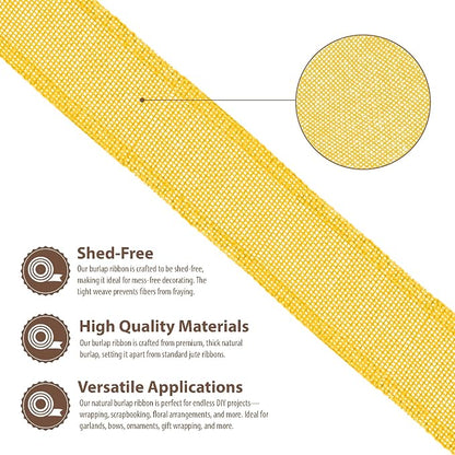 Mandala Crafts Yellow Burlap Ribbon 1.5 Inches Wide Jute Ribbons - Image 3