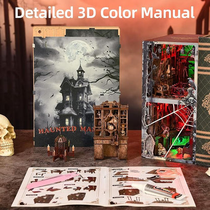Haunted House Halloween Book Nook Kit, Spooky Shelf Insert Bookshelf Diorama - Image 4