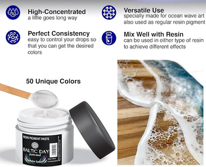 BALTIC DAY 50 Color Epoxy Pigment Paste Set – Opaque Resin Colorant, High - Image 8