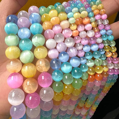 45PCS 8MM Natural Stone Colorful Selenite Gypsum Beads Round Loose Beads by NaturalStoneBeads