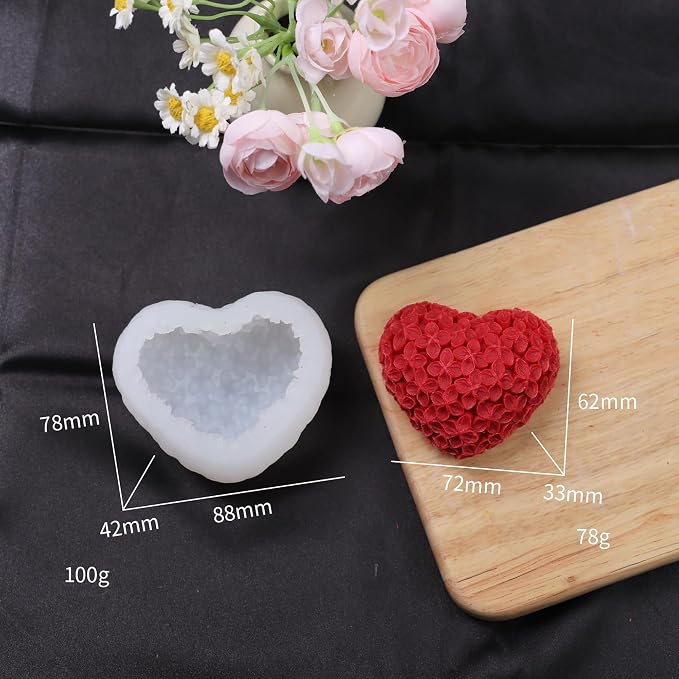 3 Pack Rose Heart & Peony 3D Flower Molds - Image 4
