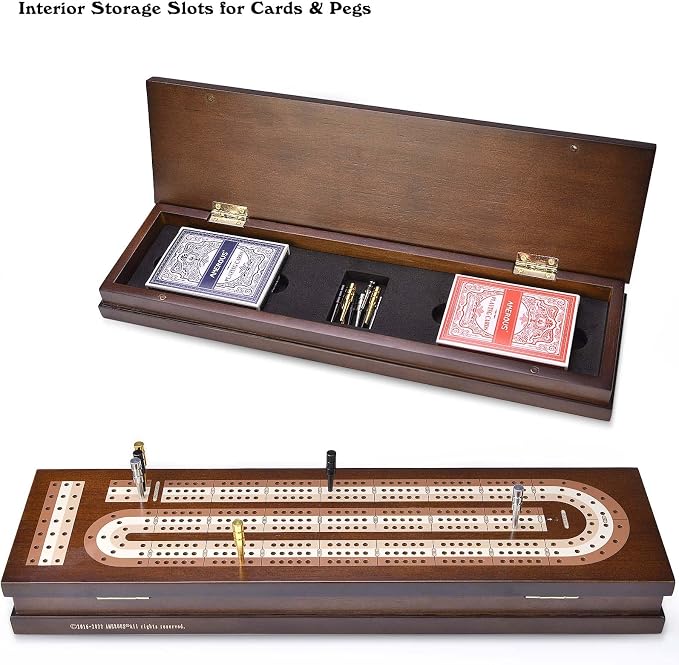 AMEROUS Wooden Cribbage Board Game Set - Image 3