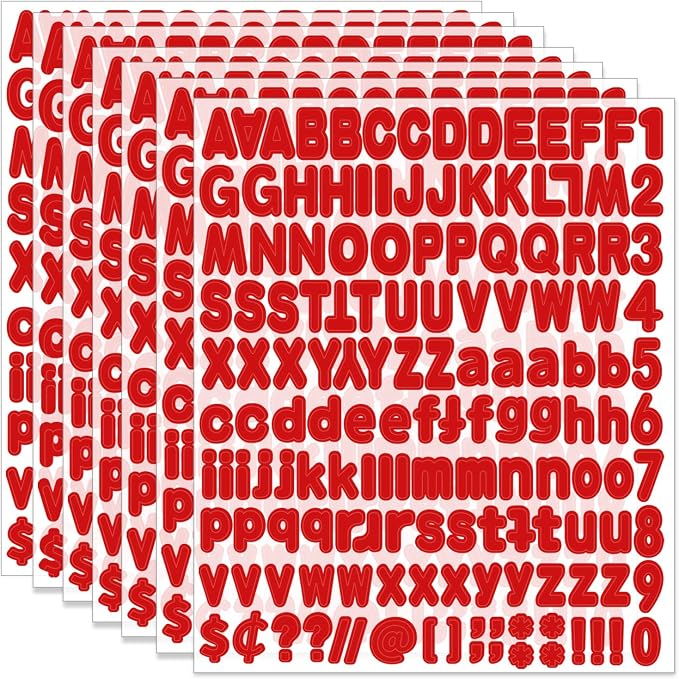 Alphabet Stickers 1'' 12 Red Letter Stickers, Self Adhesive Vinyl Mailbox by Starboling