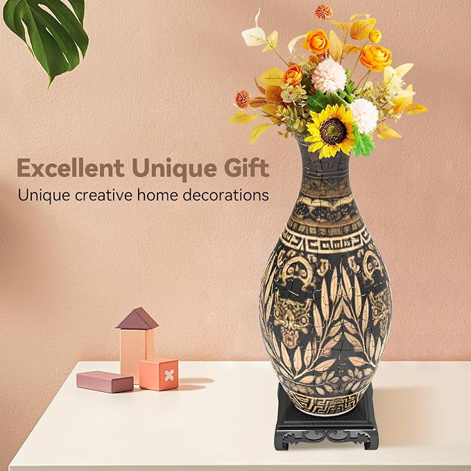3D Puzzles Vase for Adults, 160 Pieces Plastic DIY Unique Flower Vase - Image 3