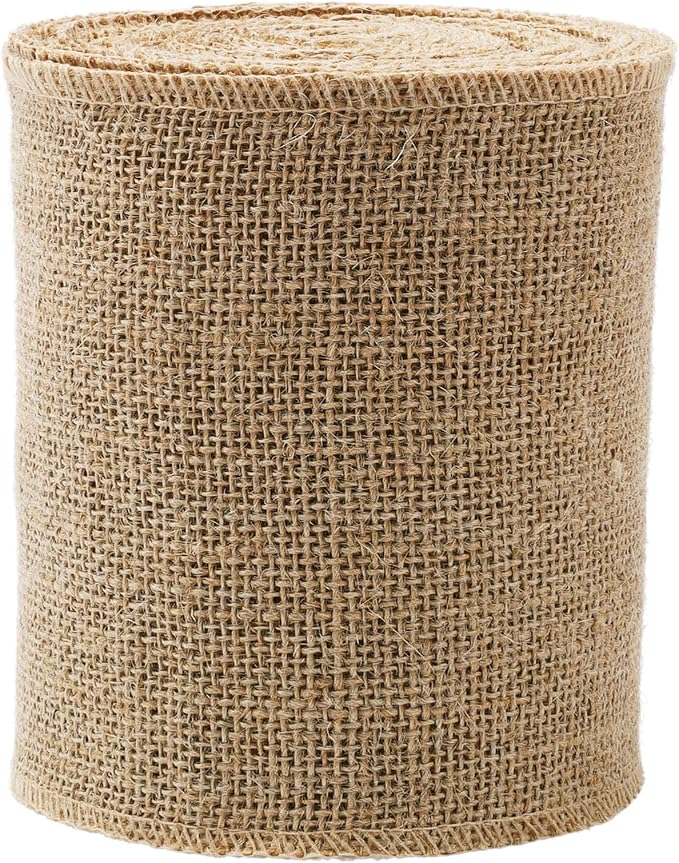 LaRibbons 6 Inch Burlap Wide Fabric Craft Ribbon，10 Yard, Natural Brown Ribbon by LaRibbons