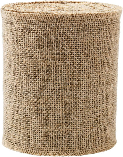 LaRibbons 6 Inch Burlap Wide Fabric Craft Ribbon，10 Yard, Natural Brown Ribbon by LaRibbons