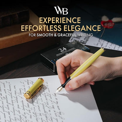 Wordsworth & Black Fountain Pen Set, 18K Gilded Medium Nib, Includes 24 Pack - Image 2