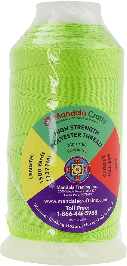 Mandala Crafts Lime Green Heavy Duty Thread -1500 Yds Tex 70 Thread - Image 3