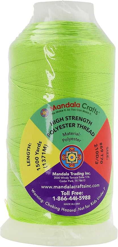 Mandala Crafts Lime Green Heavy Duty Thread -1500 Yds Tex 70 Thread - Image 3