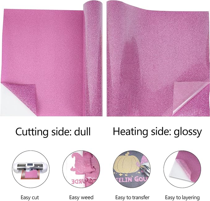 guangyintong Glitter Purple Pink Heat Transfer Vinyl HTV Rolls - Image 5