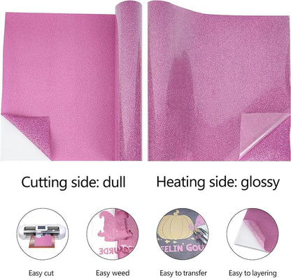 guangyintong Glitter Purple Pink Heat Transfer Vinyl HTV Rolls - Image 5