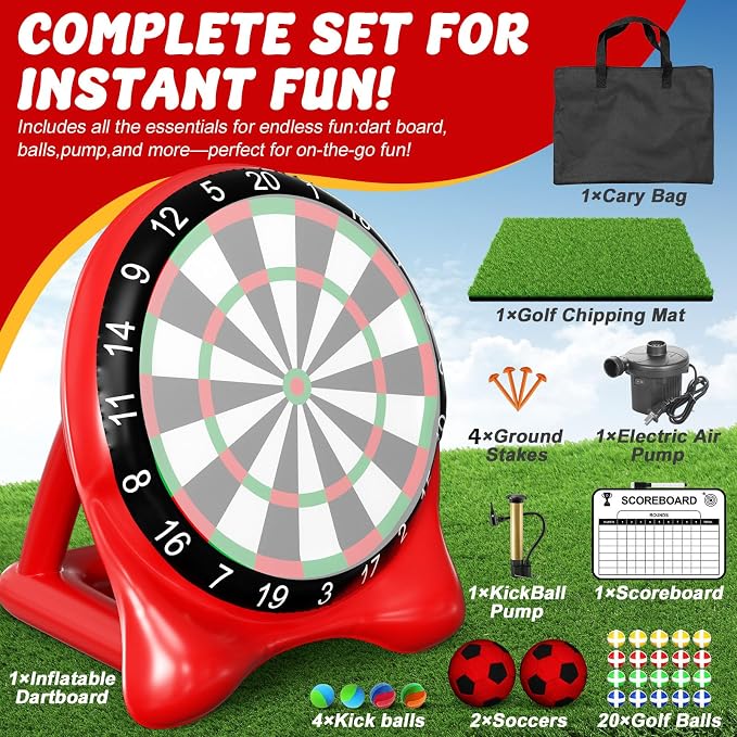 Inflatable Soccer Dart Board, Giant Kick Darts, Indoor Outdoor Lawn Yard Games - Image 3