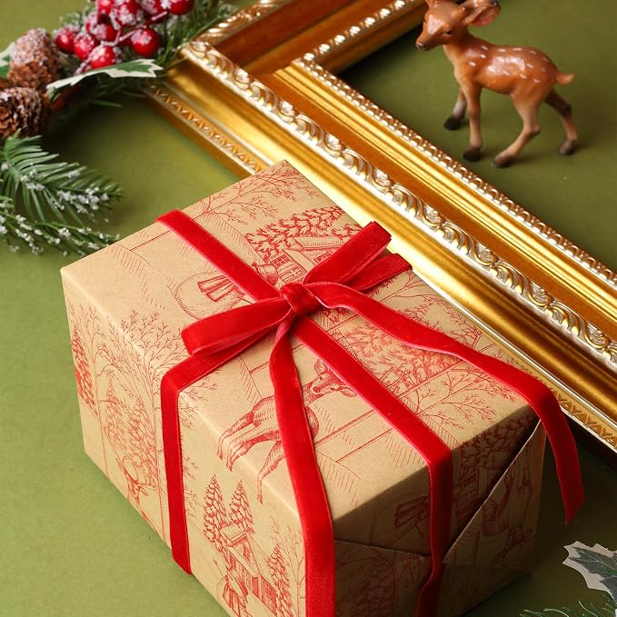 LaRibbons Thin Velvet Ribbon 3/8 Inch x 25 Yards, Gift Wrapping, Wreath Bow - Image 2
