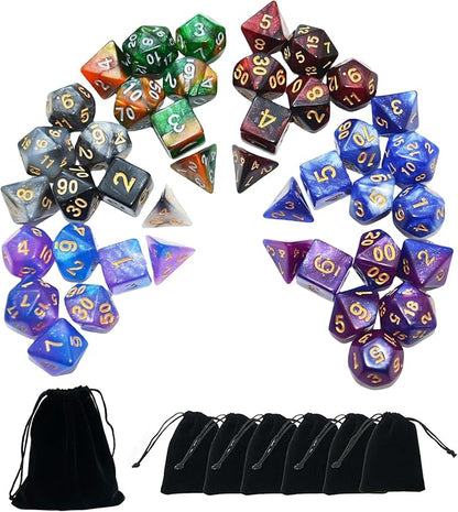 SmartDealsPro 6 x 7 Sets Glitter Polyhedral Dice Sets by SmartDealsPro