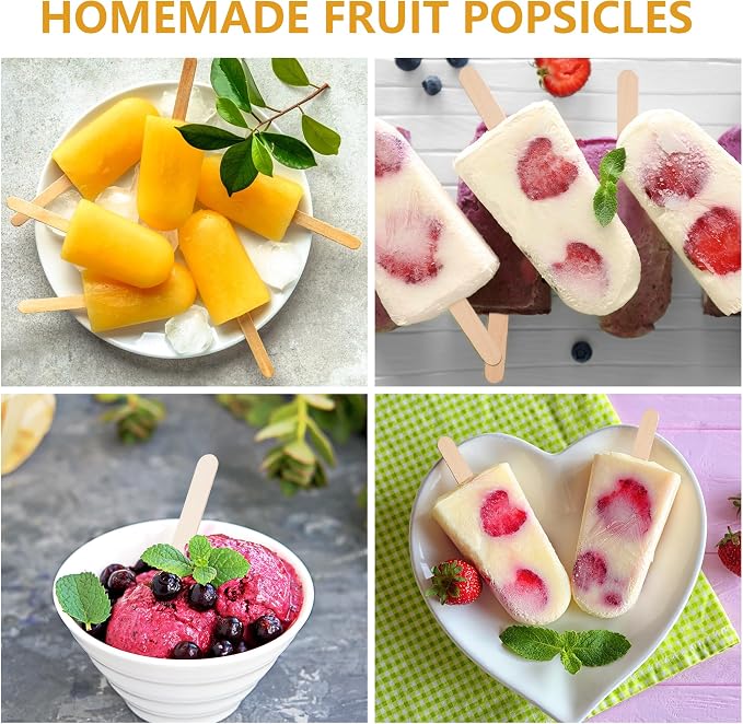1200 Pieces Wooden Craft Sticks, 4.5 Inch Long Natural Wood Popsicle Ice Cream - Image 5