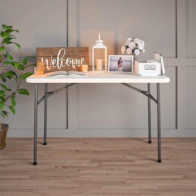 COSCO 4 ft. Straight Folding Utility Table, Indoor & Outdoor, Portable Desk - Image 2