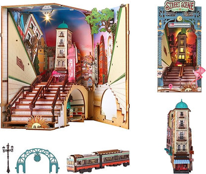 Rolife DIY Book Nook Kits for Adults, Miniature Dollhouse Booknook Kit by Rolife
