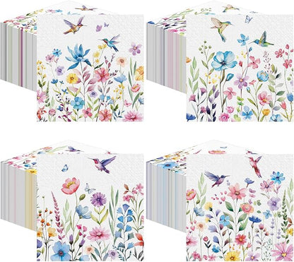 Fulmoon 200 Pieces Summer Floral Cocktail Napkins Disposable Flower Dessert by Fulmoon