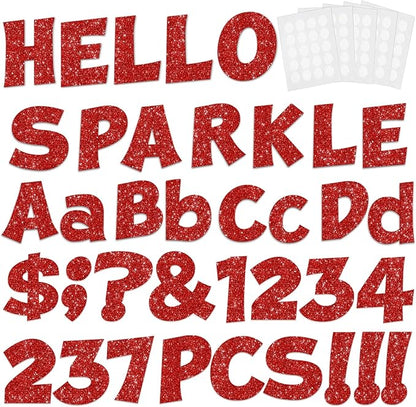 237 Pcs Glitter Bulletin Board Letters, Numbers and Punctuation, Poster Board by xiheer