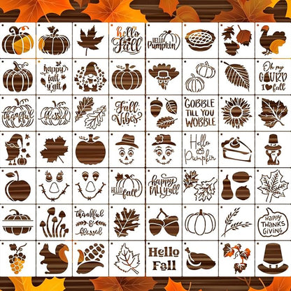 3inch Fall Stencils for Painting on Wood 56pcs Pumpkin Stencil Autumn Leaf by zosylley