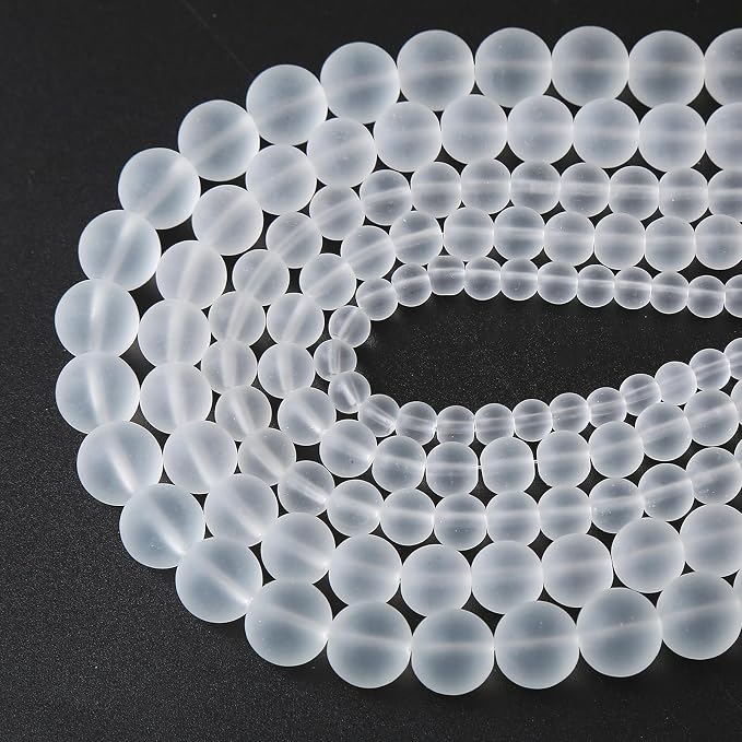 32pcs 12mm Frost White Crystal Glass Beads - Image 3
