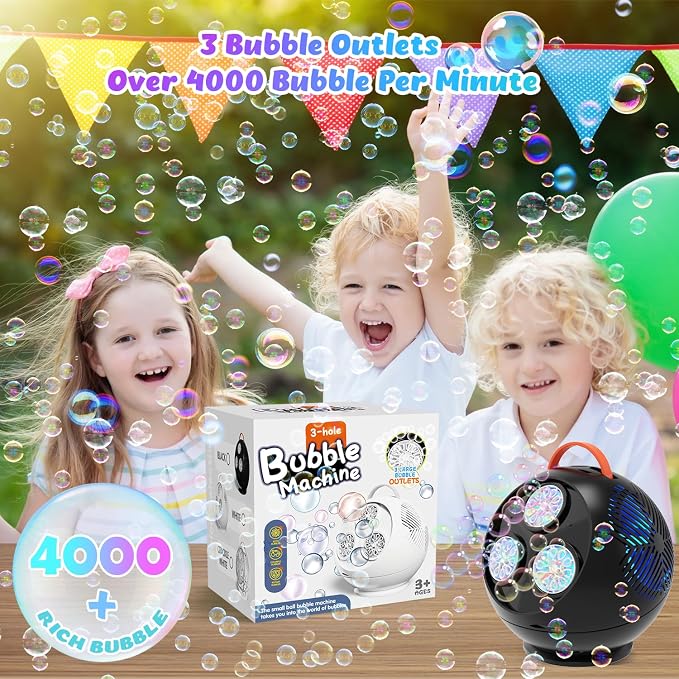 Bubble Machine for Kids Toddlers, 45°/360° Auto Rotatable Spherical Bubble - Image 4