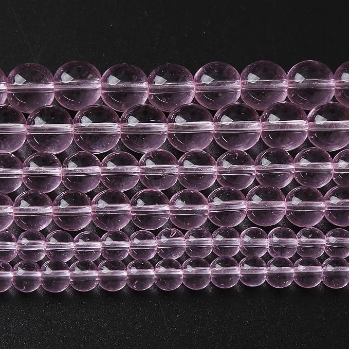 10mm 38pcs Smooth Rose Pink Glass Beads Quartz Crystal Round Loose Beads by NaturalStoneBeads