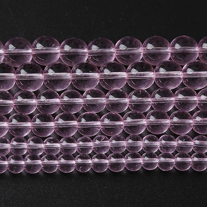 10mm 38pcs Smooth Rose Pink Glass Beads Quartz Crystal Round Loose Beads by NaturalStoneBeads