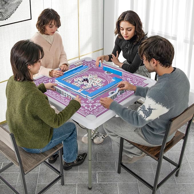 Giantex Folding Mahjong Table, Removable Noise Reduction Mat, HDPE Tabletop - Image 6