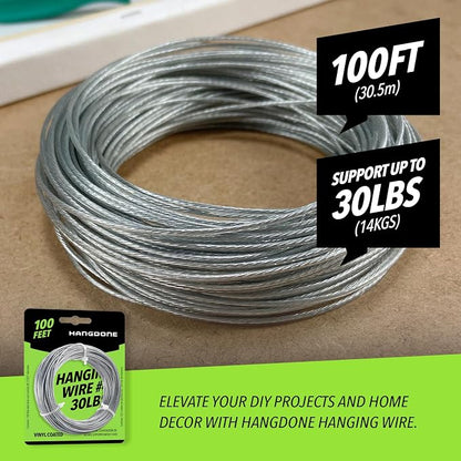 Coated Picture Hanging Wire #4 30lbs 100-Feet, Flexible Steel Wire 16 Gauge - Image 2