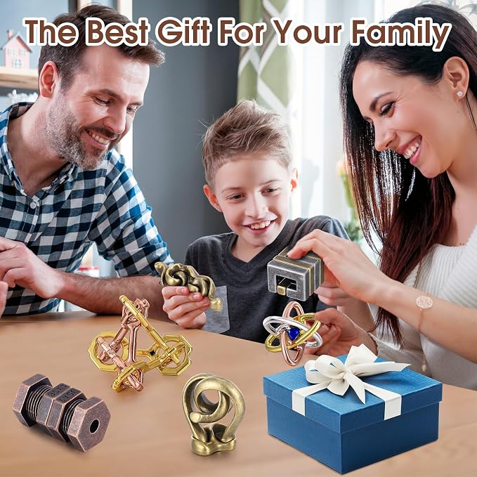 Wettarn 9 Pcs Metal Brain Teaser Puzzles Teaser 3D Steel Puzzle - Image 3