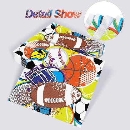 Aodaer 48 Pieces Sports Napkins 13 x 13 Inches Sports Ball Paper Napkins - Image 4