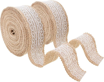 Mandala Crafts Burlap and Lace Ribbon 1 Inch Wide Jute Ribbons by MandalaCrafts
