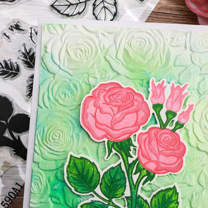 BAOFALI 3D Embossing Folder for Card Making, Floral Pattern Clear Plastic - Image 4
