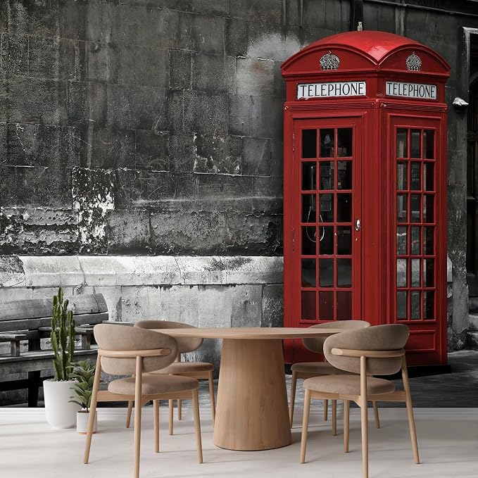 wall26 Wall Sticker/Wall Mural British Phone Booth in London, Not Peel and Stick - Image 3