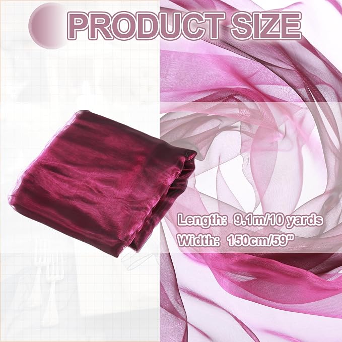 MECCANIXITY Iridescent Sheer Organza Fabric, 10 Yards x 59 Inches Solid - Image 2