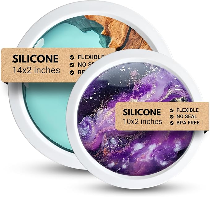 Alaskey® Premium Round Resin Table Silicone Mold 14"x2" and 10"x2" | Durable by CoeurvAmerica