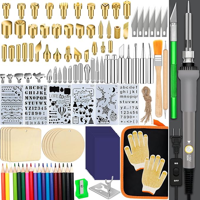 137PCS Wood burning Kit, DIY Creative Tool Set Soldering Woodburning Pen by PETUOL