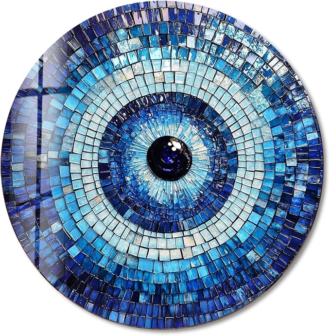 My Photostation.com 27.5'' Diameter Blue Mosaic Evil Eye Round Glass Wall Art - Image 8