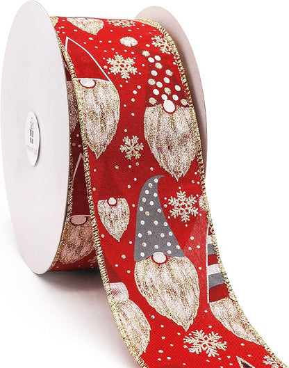 CT CRAFT LLC Red Satin with Elf Christmas Wired Ribbon 2.5 Inch x 25 Yards by CTCRAFTLLC