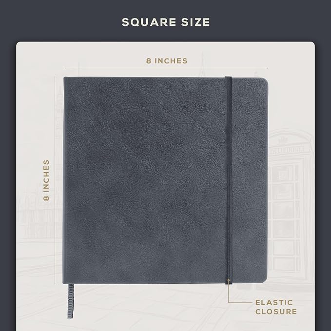 Beechmore Books Square Sketchbook – 8x8 Premium Vegan Leather Bound Large - Image 3