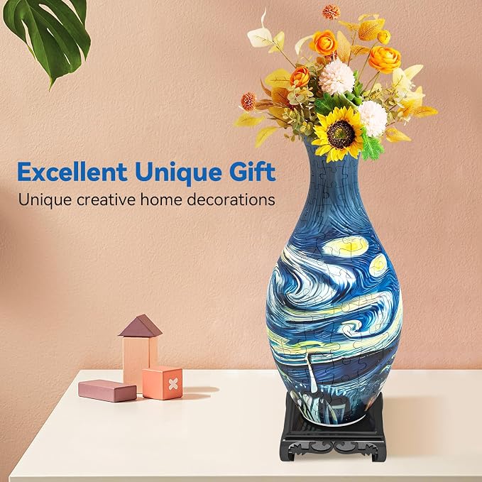 3D Puzzles Vase for Adults, Crafts for Adults, 160 Pieces Plastic DIY Unique - Image 3